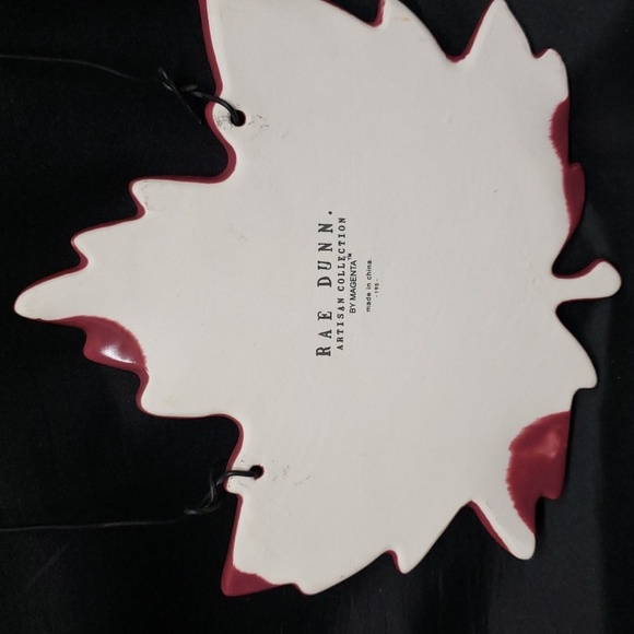 Rae Dunn Light Cranberry "HOME SWEET HOME" Ceramic Leaf Shaped Plaque - Picture 2 of 4